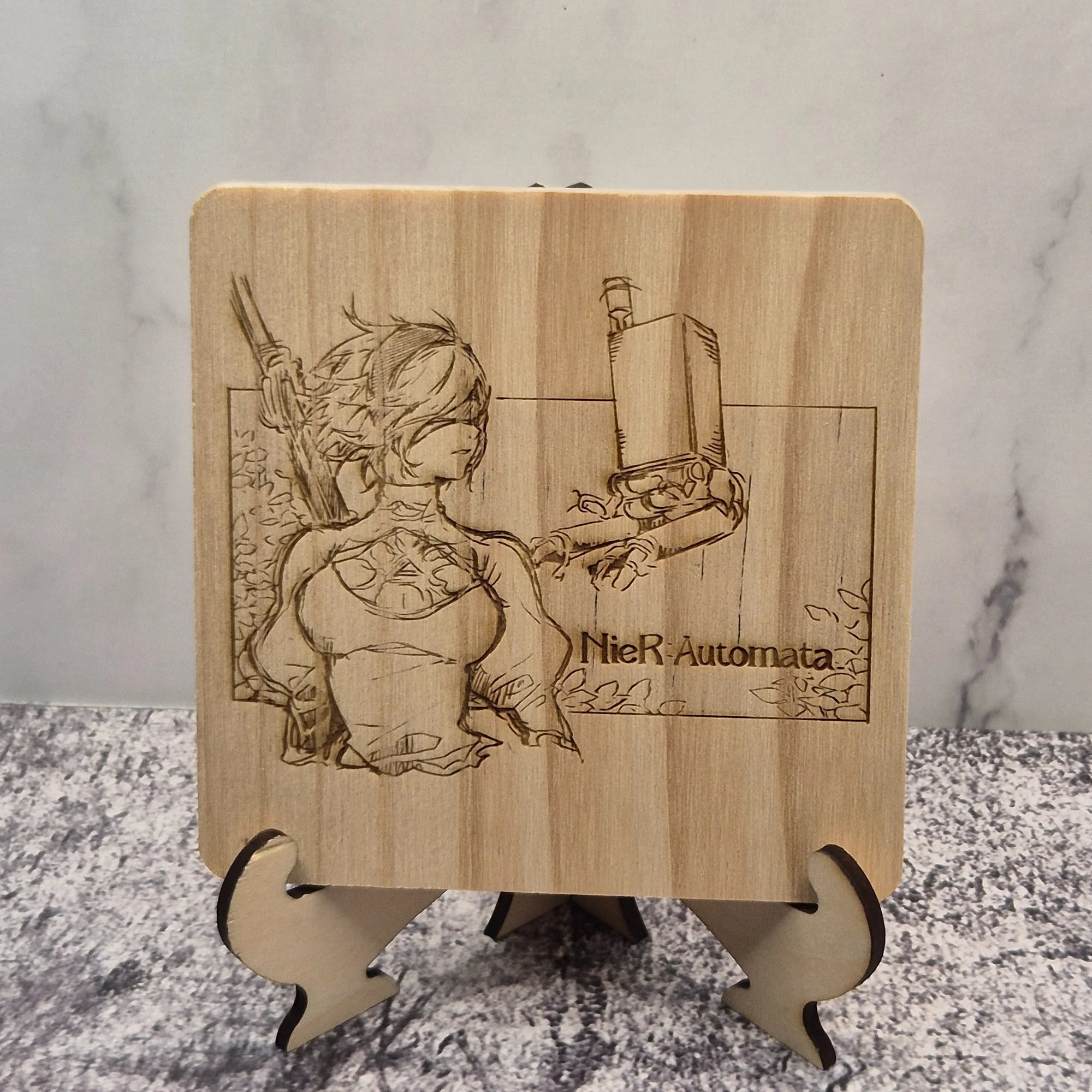 2B Wooden Coaster – NieR: Automata Fan Art Design