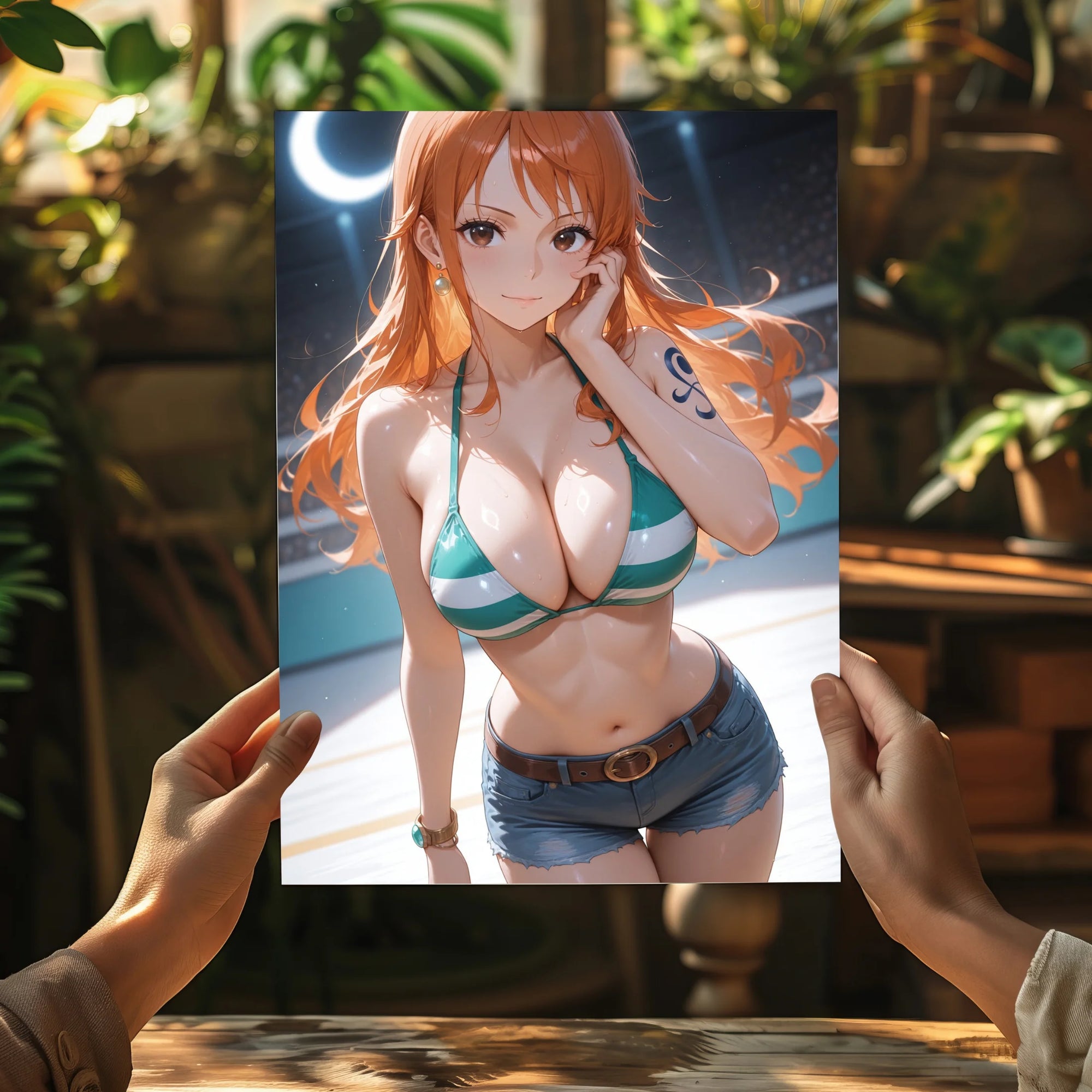One Piece – Nami Metal Poster | Glossy Finish with Hanging Strips & Metal Stand