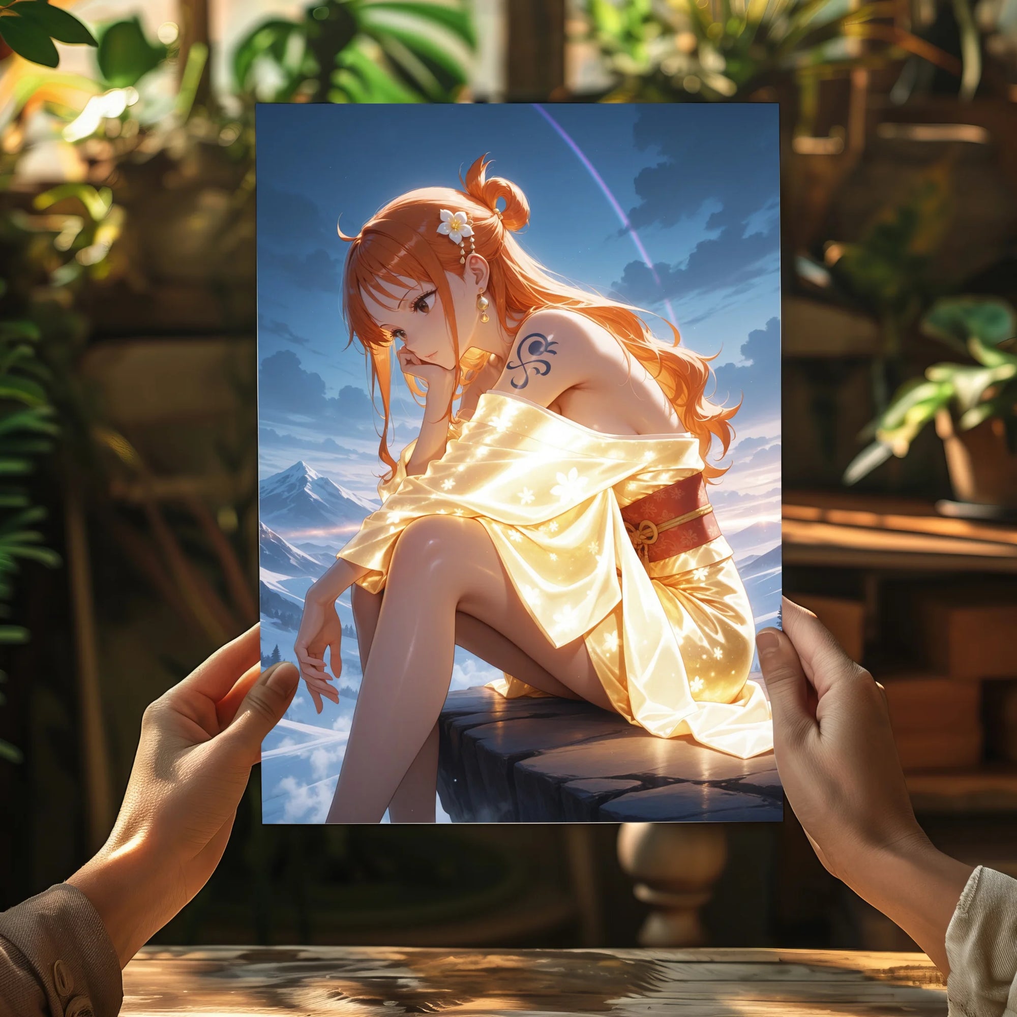 One Piece – Nami Metal Poster | Glossy Finish with Hanging Strips & Metal Stand