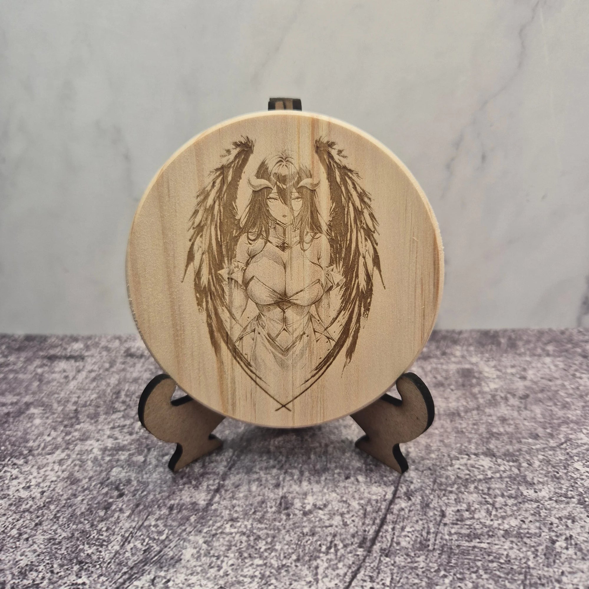 Albedo Wooden Coaster – Overlord – Laser Engraved Fan Art