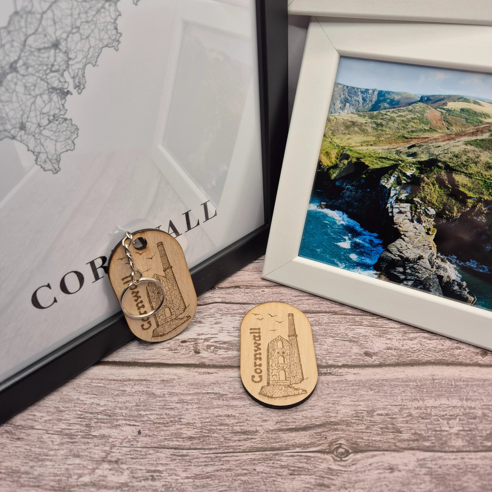 Cornwall Mine, Wooden Keyring, Magnet Set