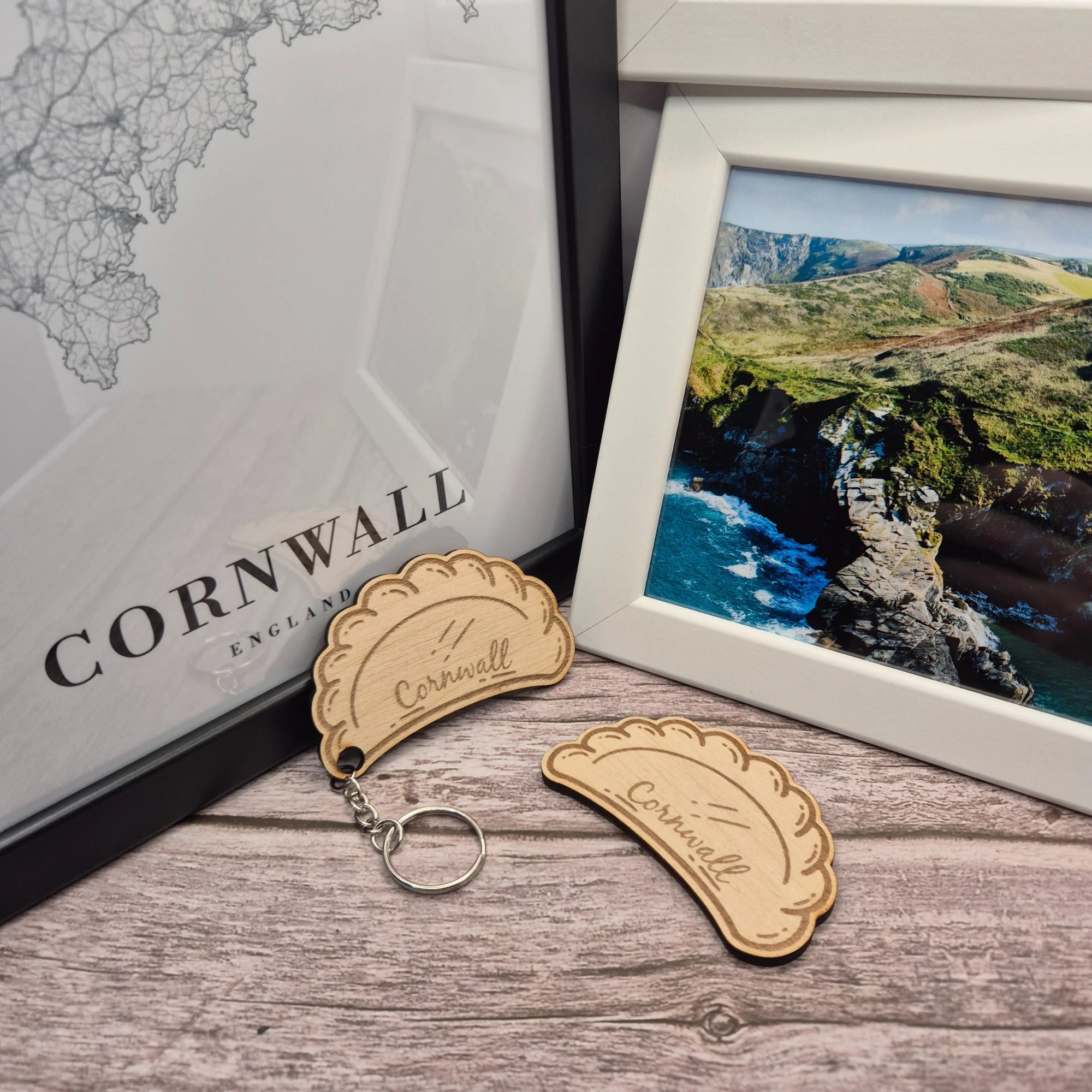 Cornish Pasty, Wooden Keyring, Magnet Set