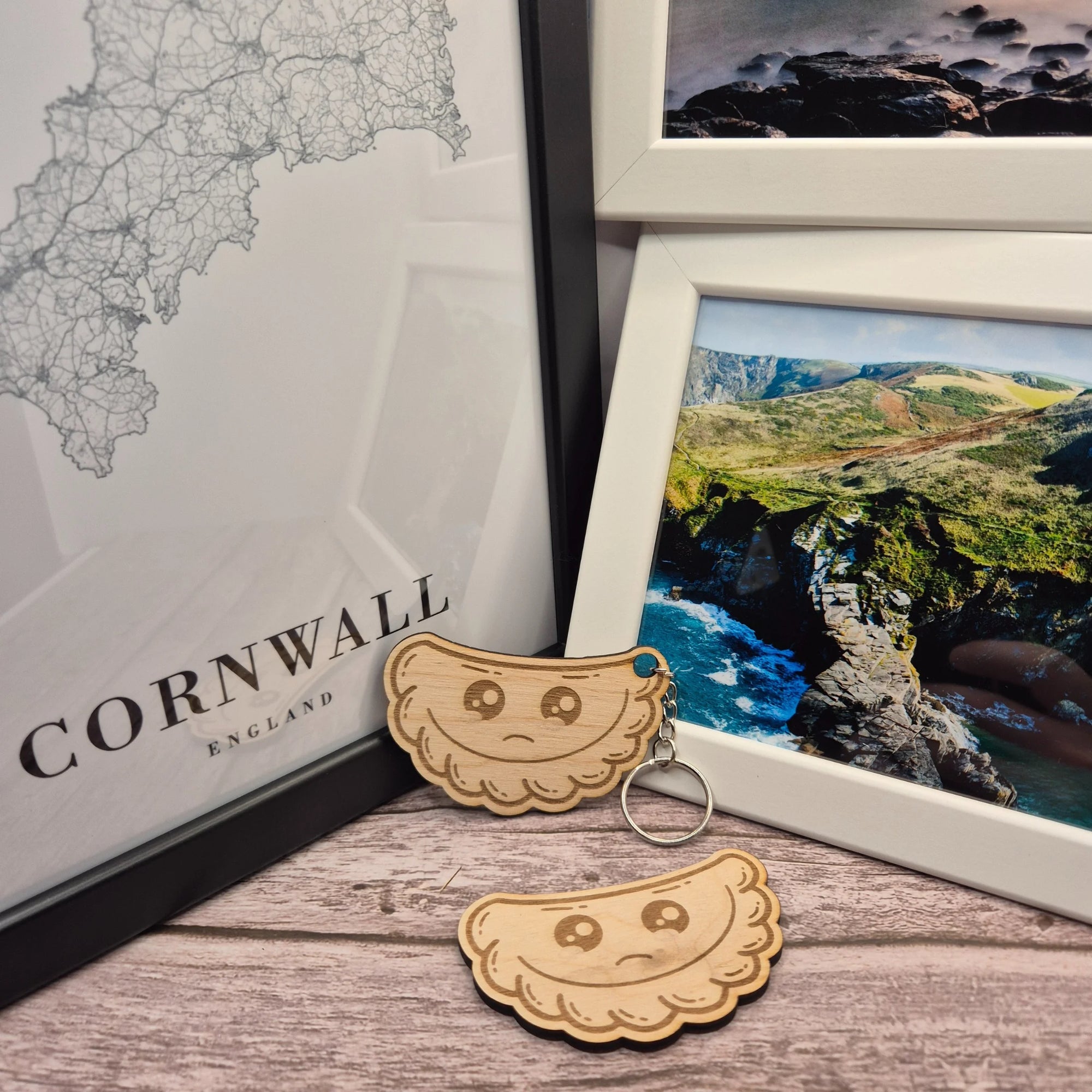 Sad Pasty Face, Wooden Keyring, Magnet Set