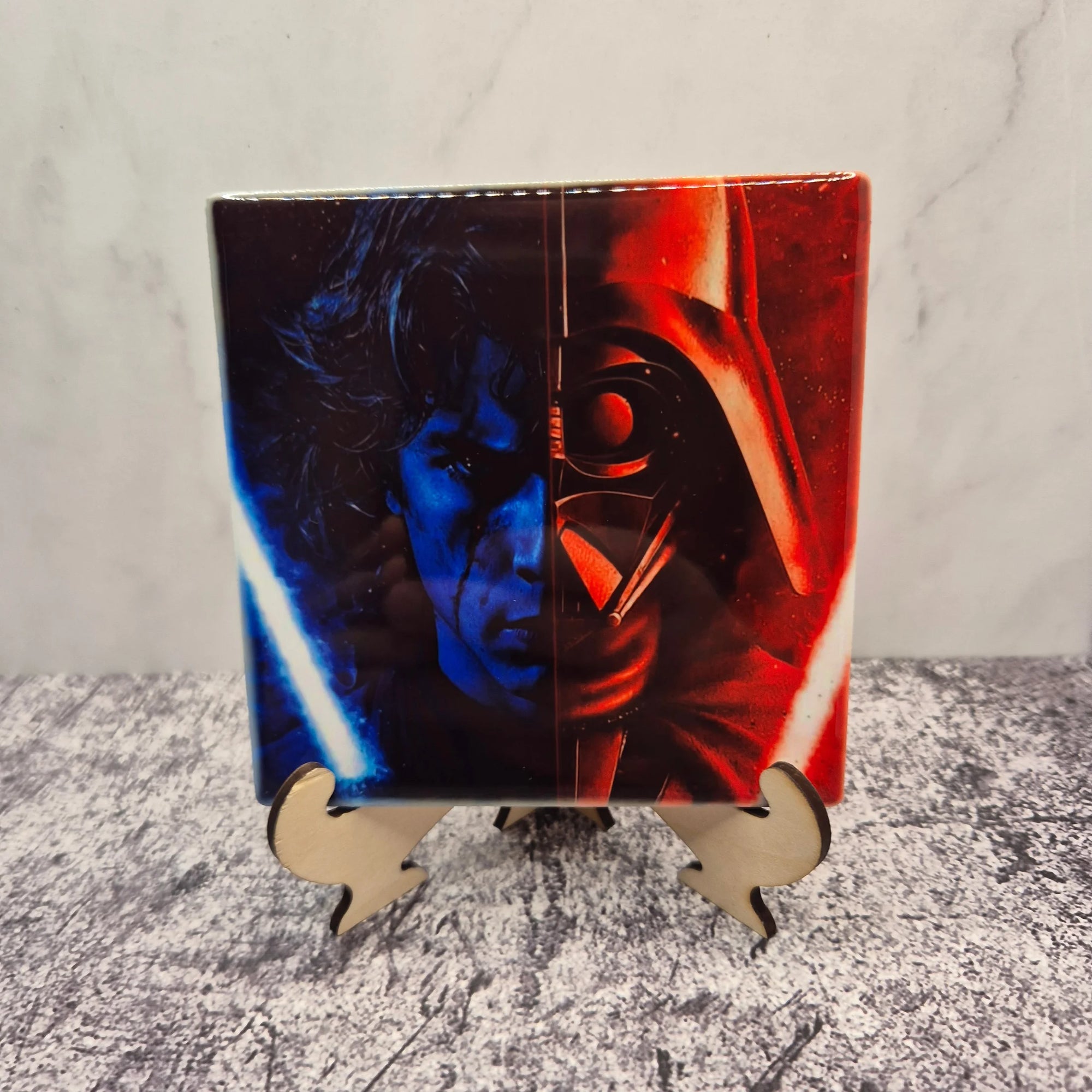 Darth Vader Star Wars Ceramic Coaster – 4x4 inch Fan Art Drink Mat – Sci-Fi Gift