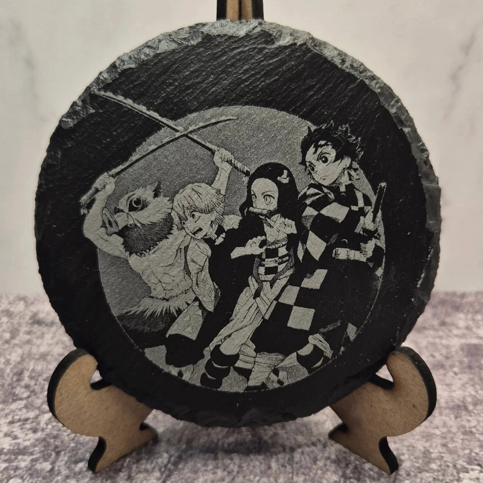 Demon Slayer Crew Slate Coaster – Tanjiro, Nezuko, Zenitsu & Inosuke