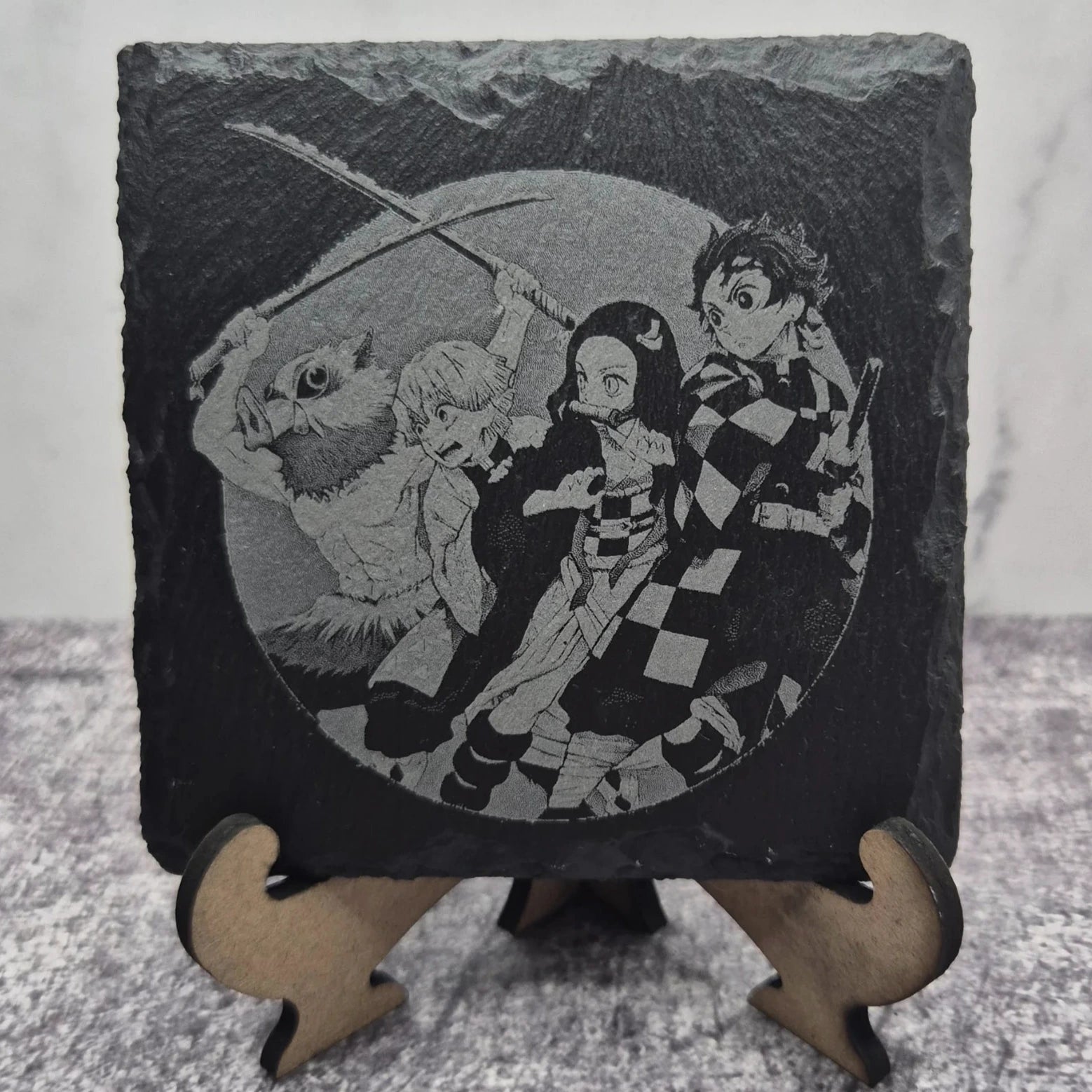 Demon Slayer Crew Slate Coaster – Tanjiro, Nezuko, Zenitsu & Inosuke