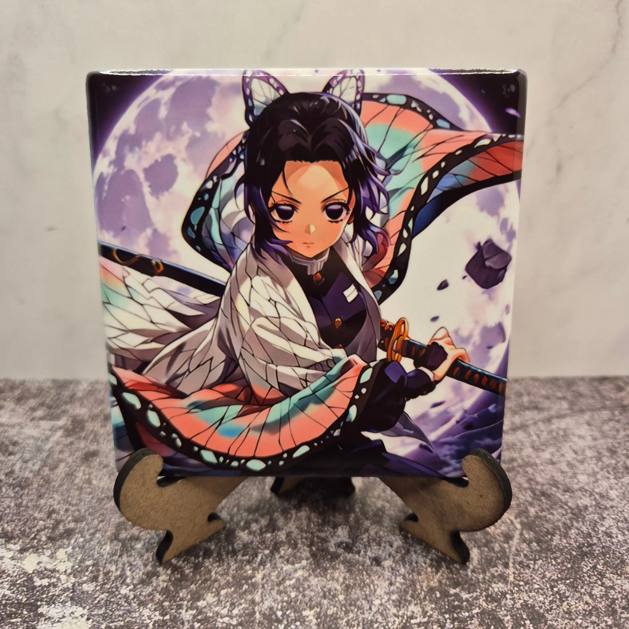 Shinobu Coaster – Demon Slayer – Ceramic – Sword Draw Butterfly Art