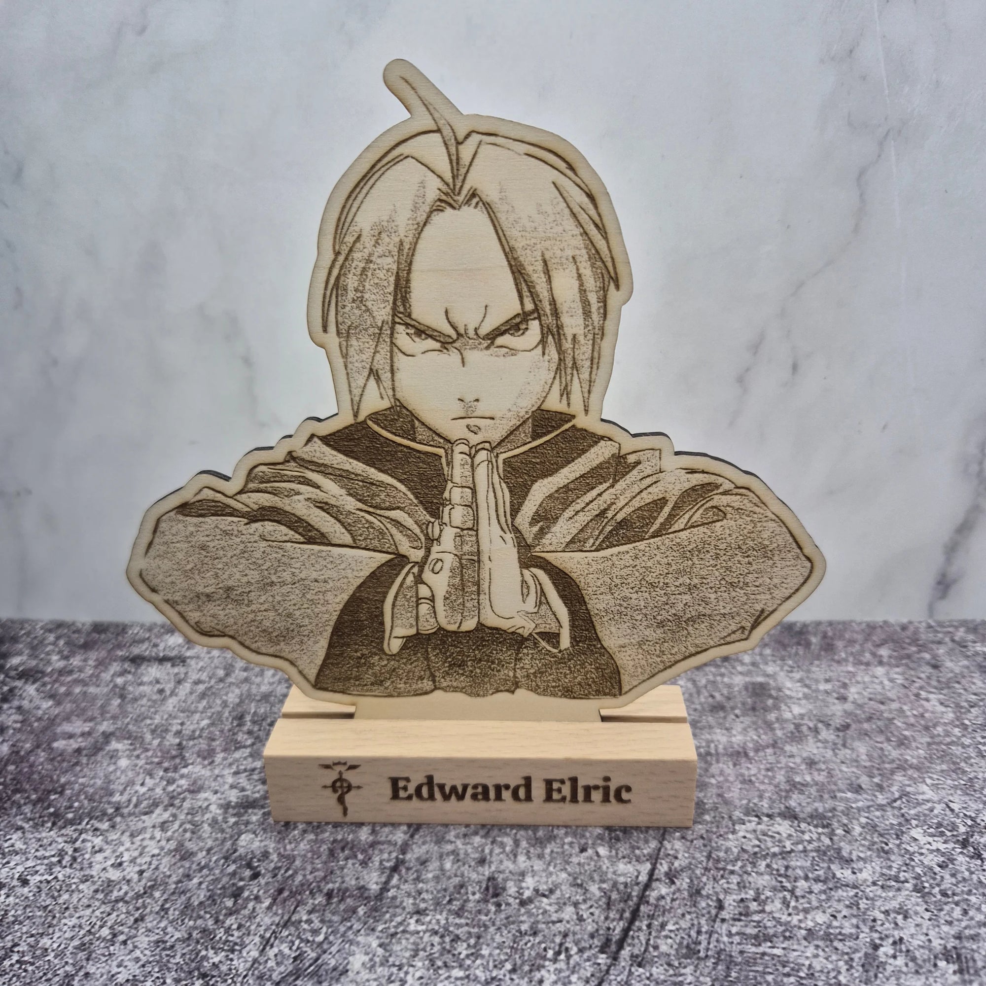 Edward Elric Wooden Stand – Fullmetal Alchemist – Hand-Finished Anime Display