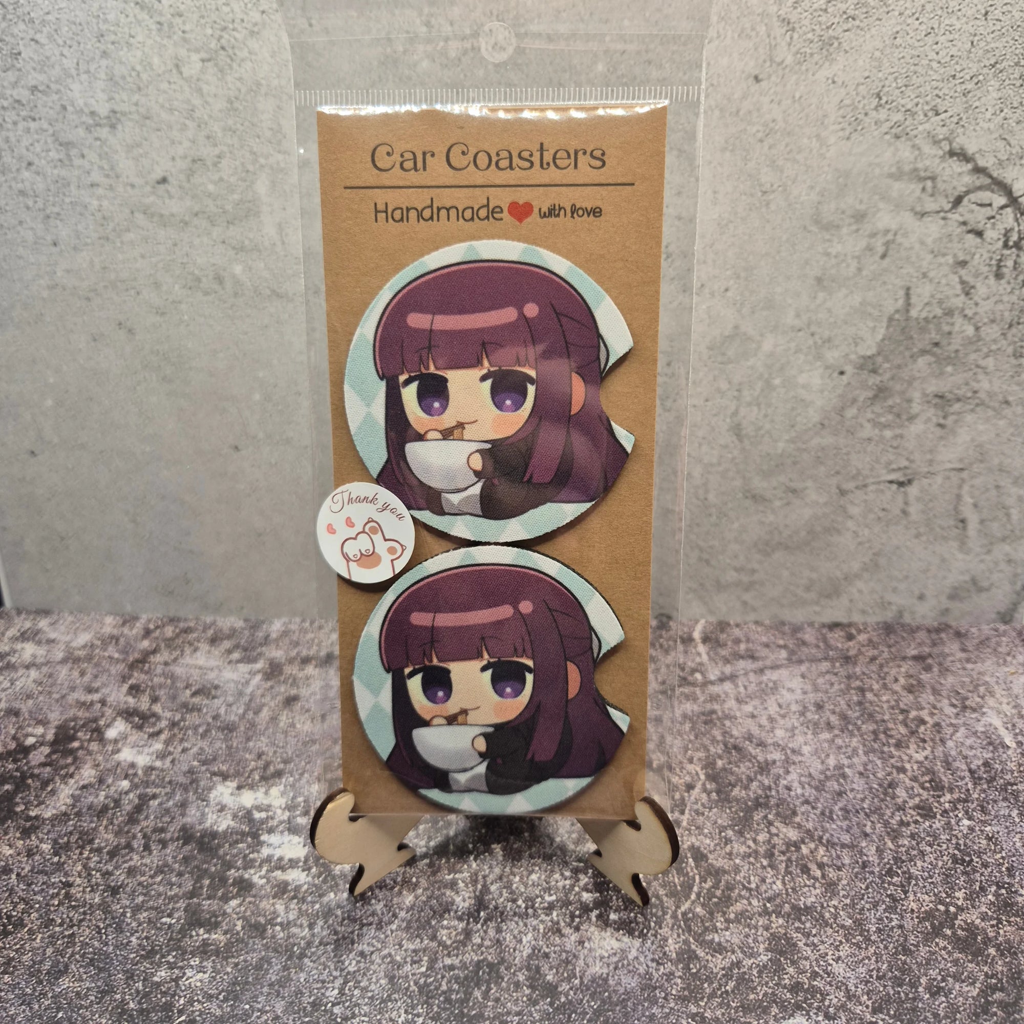 Fern Car Coaster – Cute Anime Fan Art from Frieren: Beyond Journey’s End