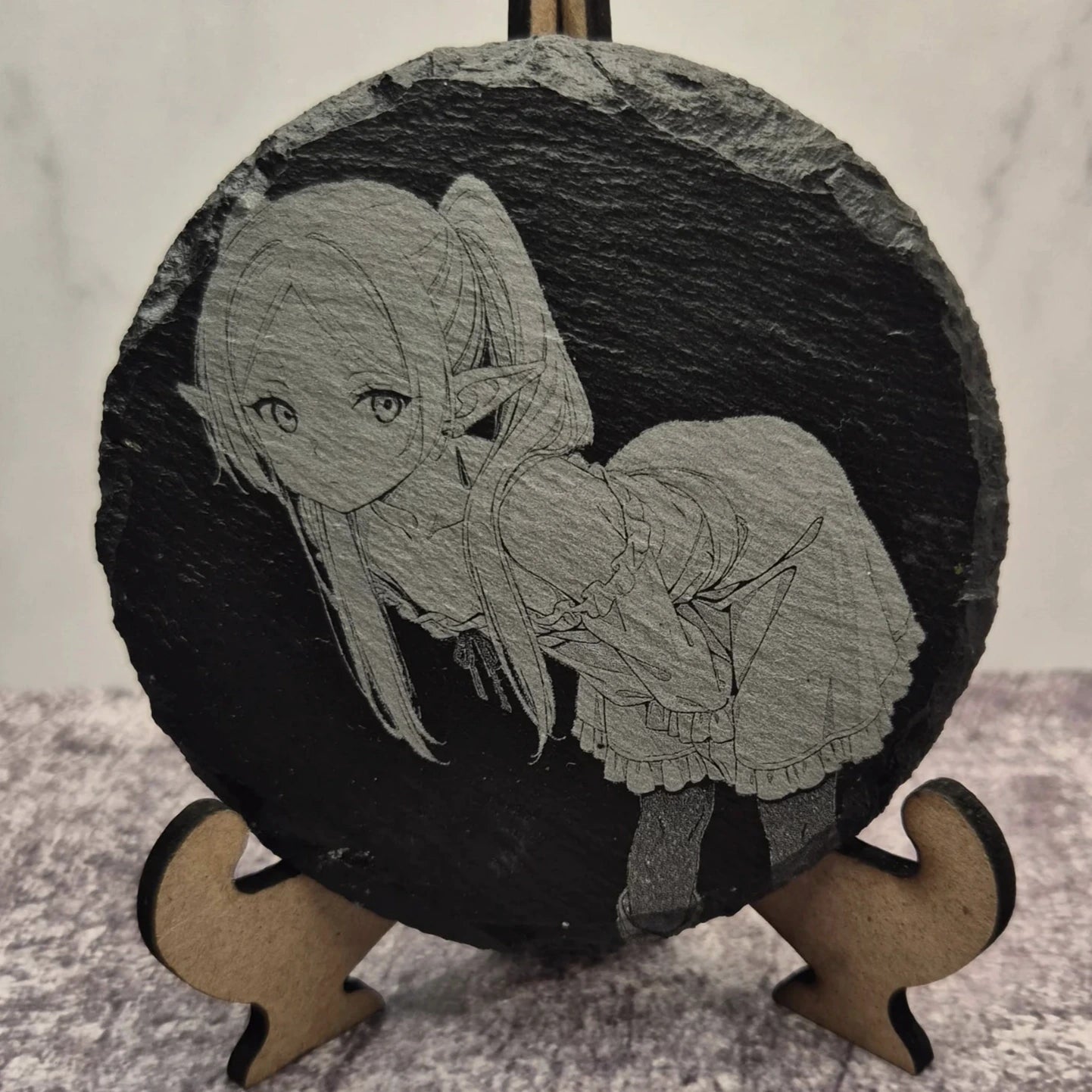 Frieren Pajama Slate Coaster – Beyond Journey’s End – Laser Engraved