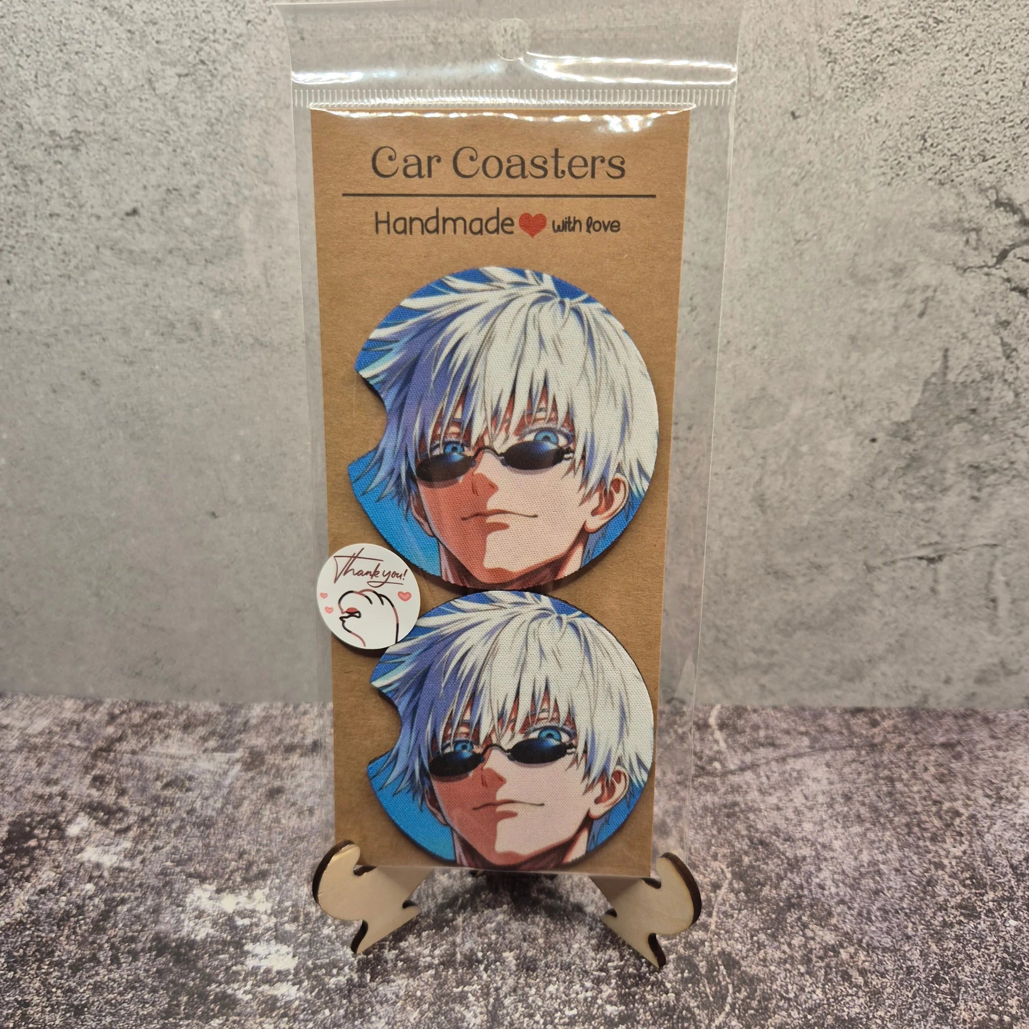 Gojo Car Coaster – Jujutsu Kaisen Fan Art Cup Holder Insert