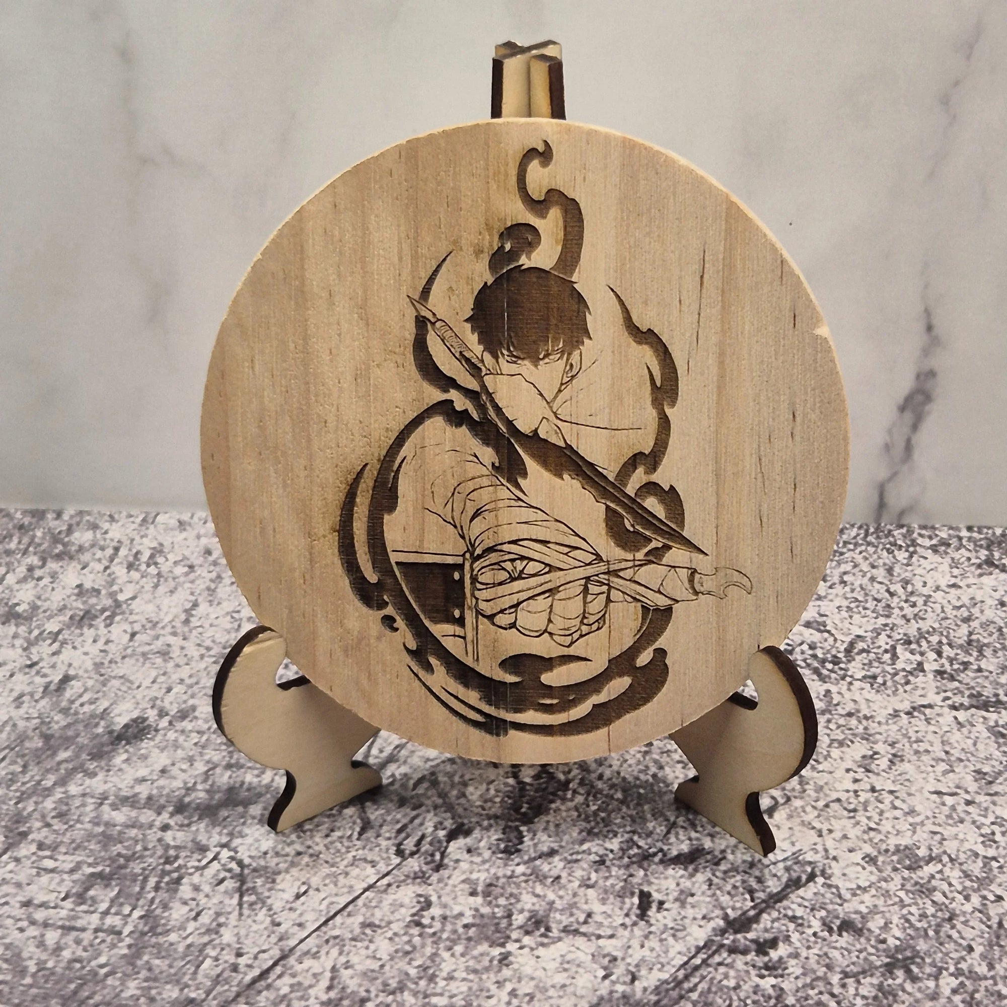 Sung Jin-Woo Wooden Coaster – Solo Leveling Fan Art