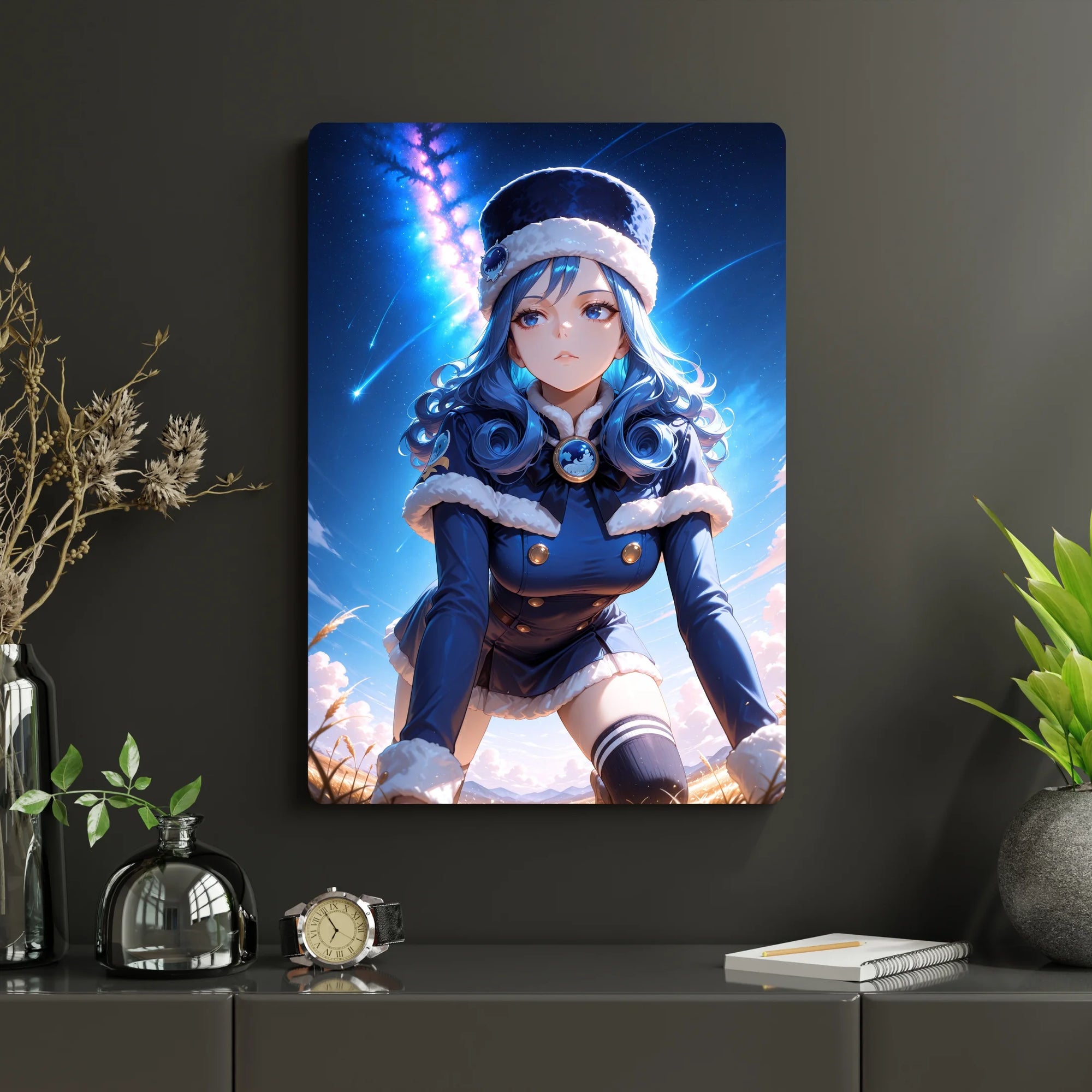 Fairy Tail – Juvia Metal Poster | Glossy Finish with Hanging Strips & Metal Stand