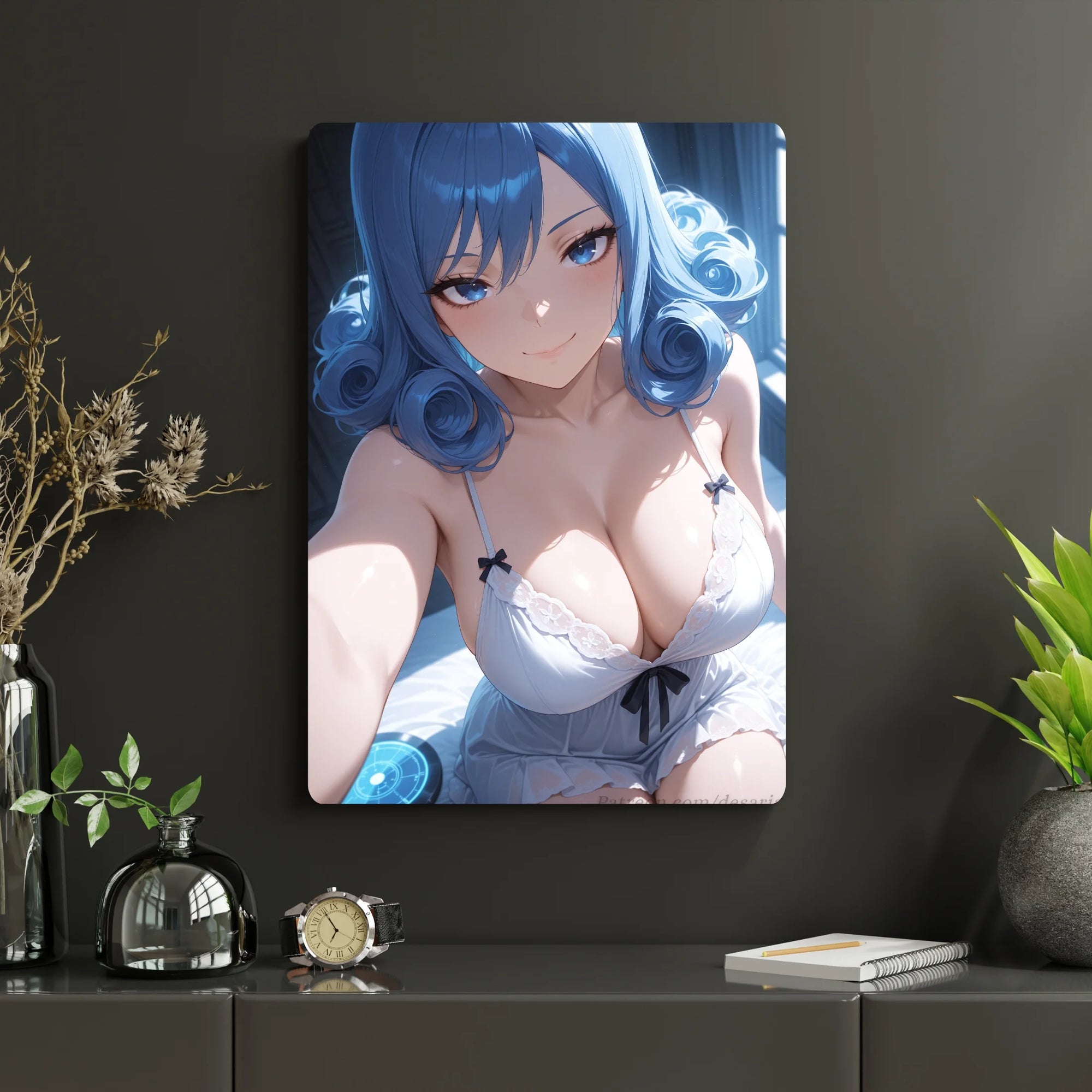 Fairy Tail – Juvia Metal Poster | Glossy Finish with Hanging Strips & Metal Stand