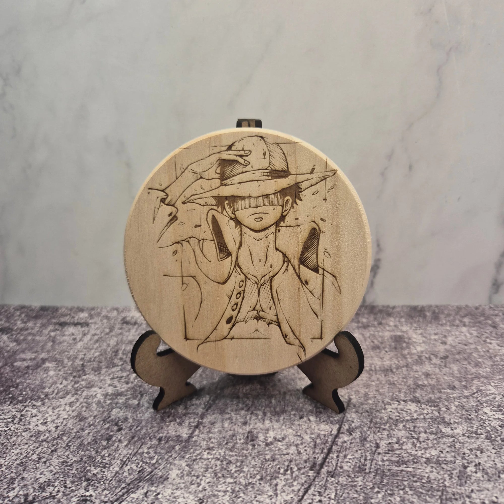 Luffy Wooden Coaster – One Piece – Straw Hat Pirate – Laser Engraved