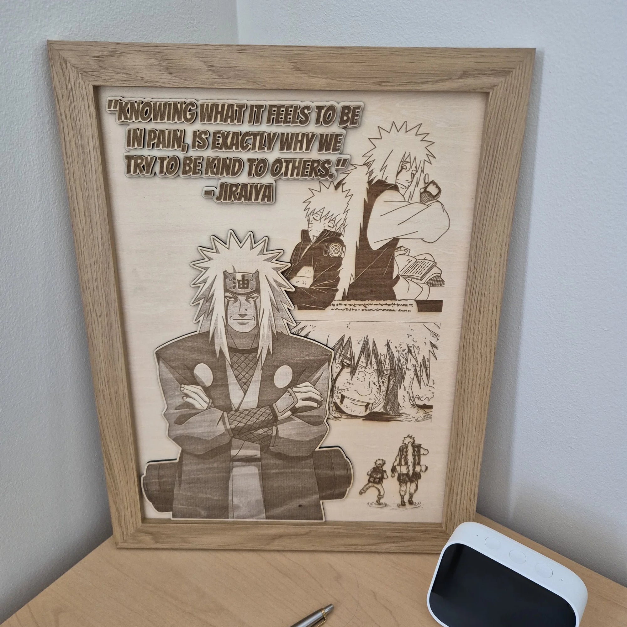 Jiraiya Wooden Wall Art – Naruto Anime Quote 3D Laser Engraved Frame