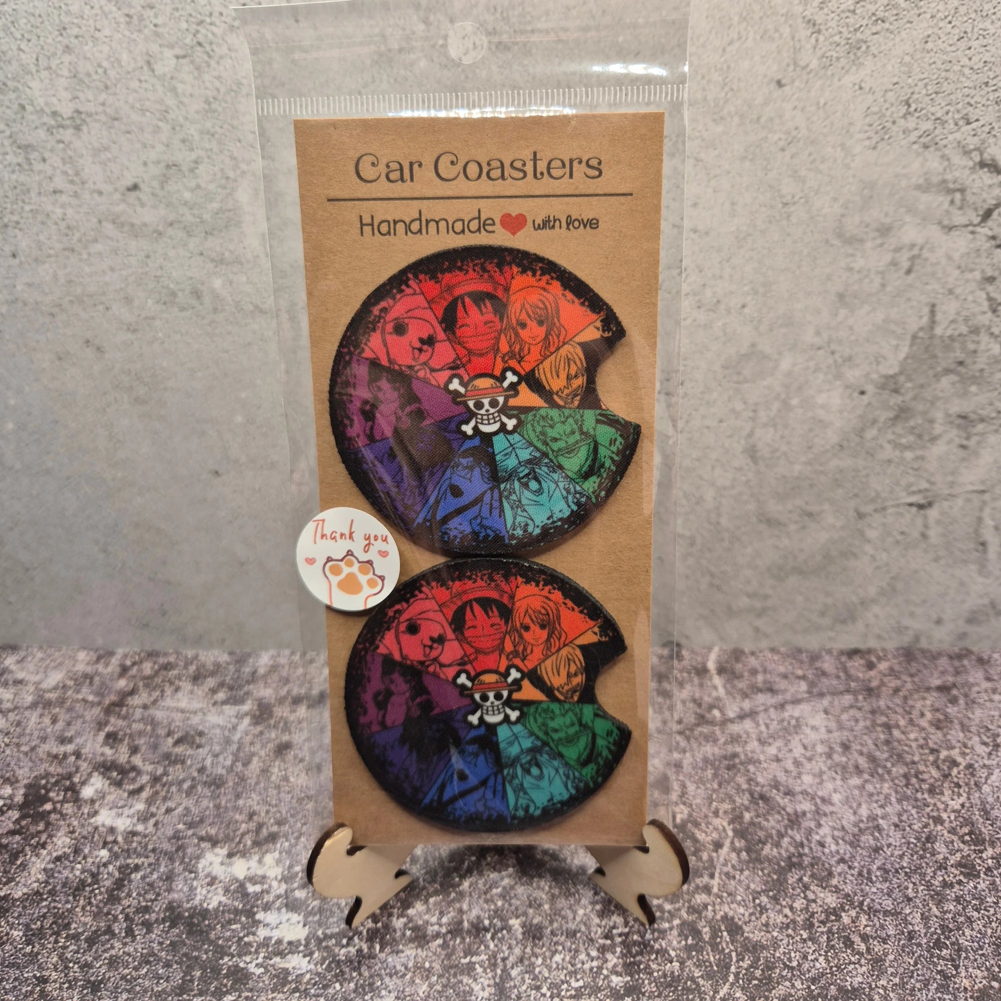 One Piece Crew Car Coaster – Straw Hat Pirates Fan Art Cup Holder Insert
