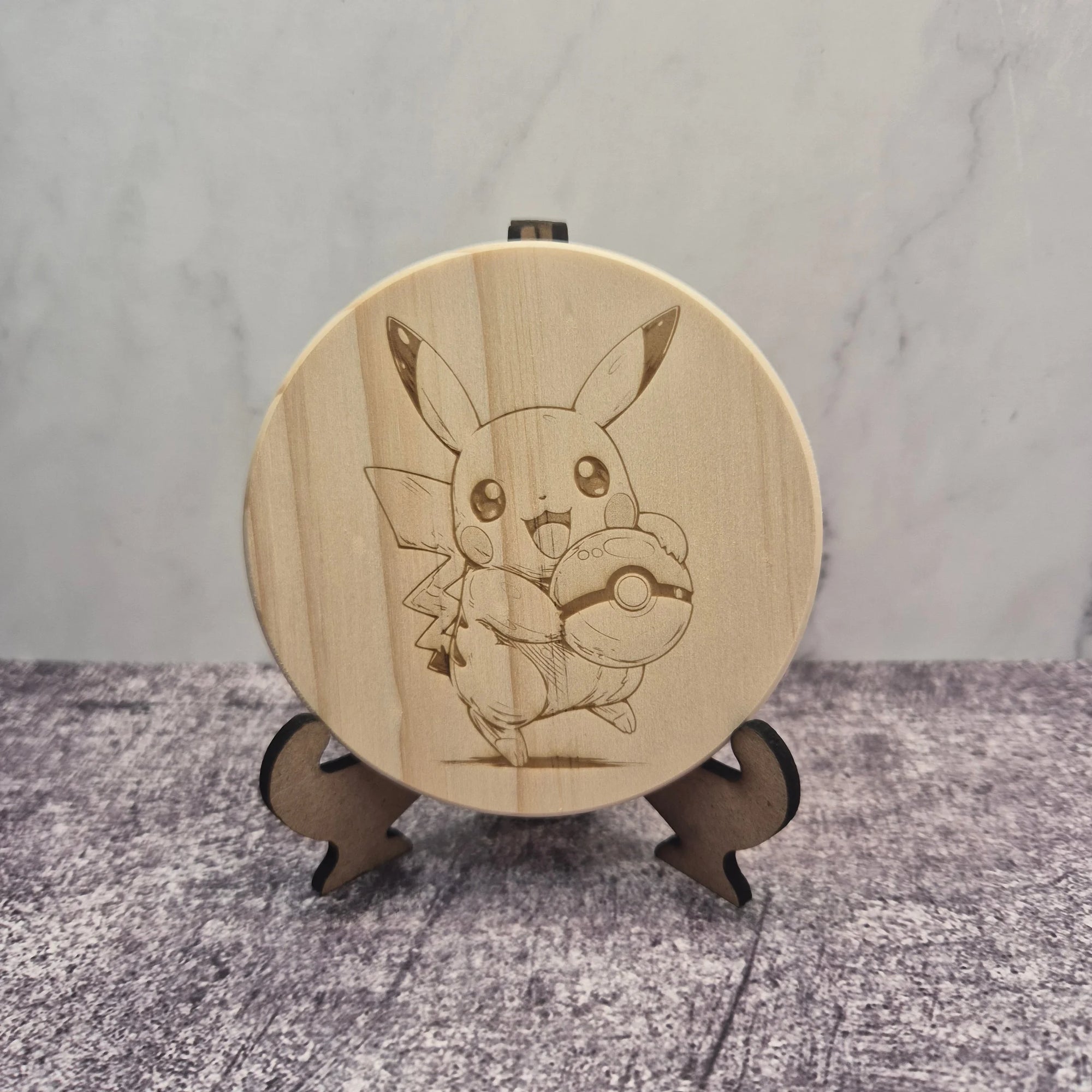 Pikachu with Pokéball Wooden Coaster – Pokémon – Laser Engraved