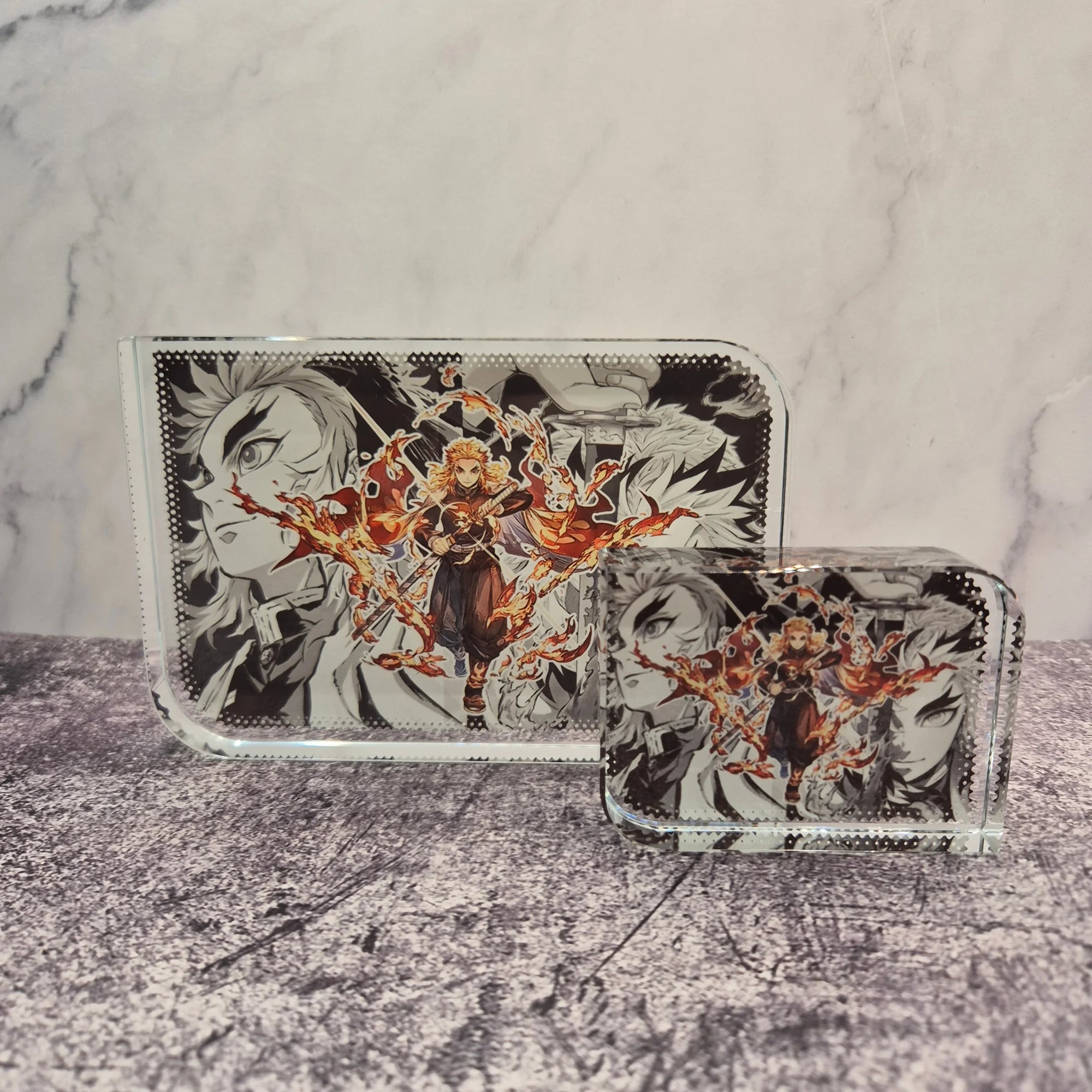 Rengoku Crystal Display – Manga Background Portrait – Demon Slayer