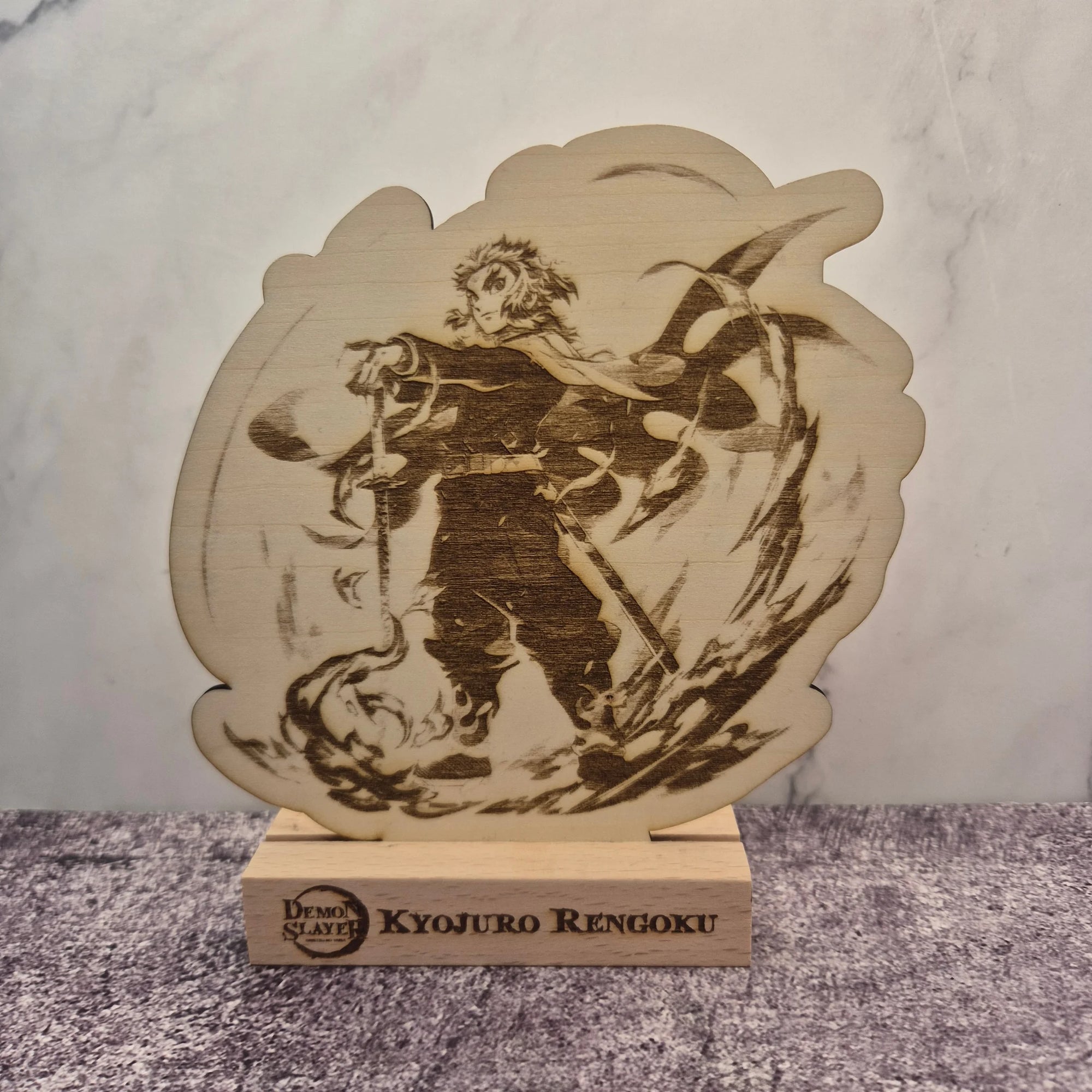 Rengoku Wooden Stand – Demon Slayer – Hand-Finished Anime Display