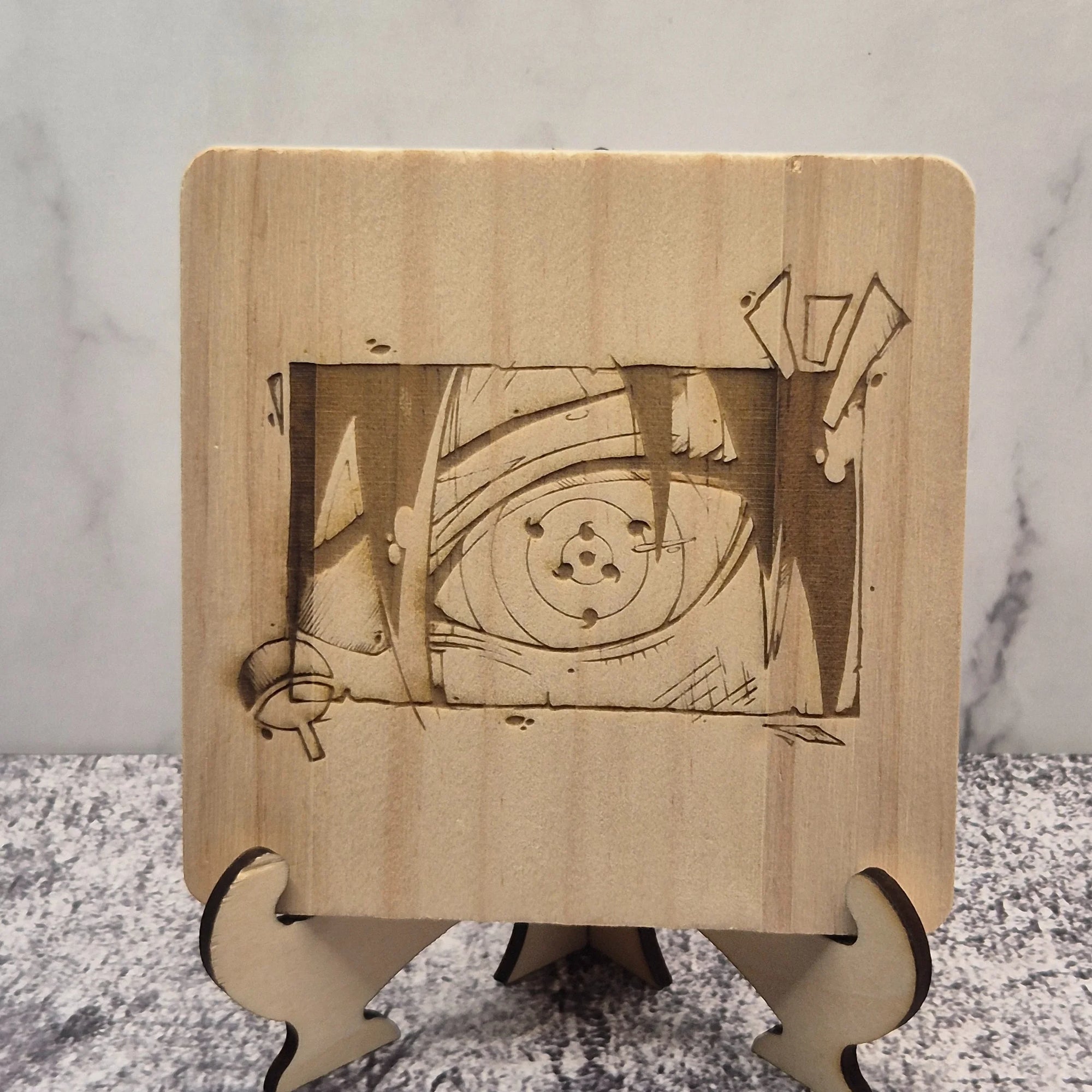 Sasuke Rinnegan Wooden Coaster – Naruto Fan Art Design