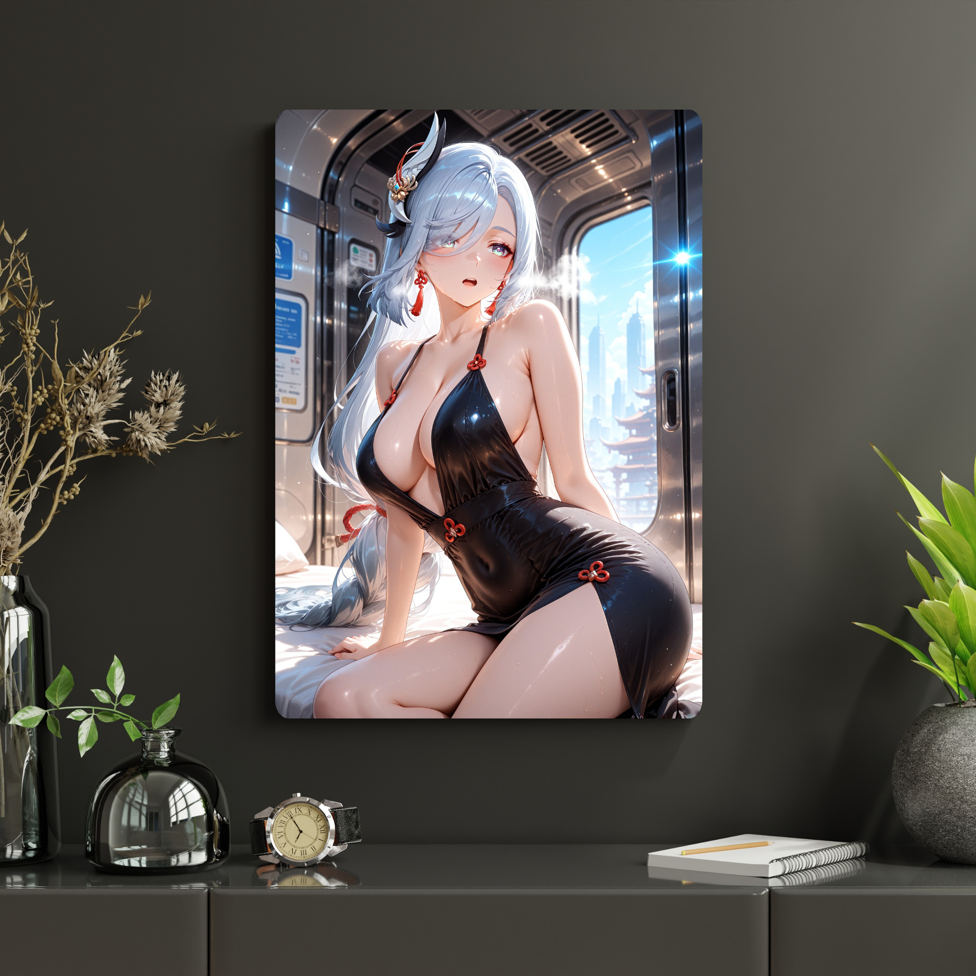 Genshin Impact - Shenhe Metal Poster | Glossy Finish with Hanging Strips & Metal Stand