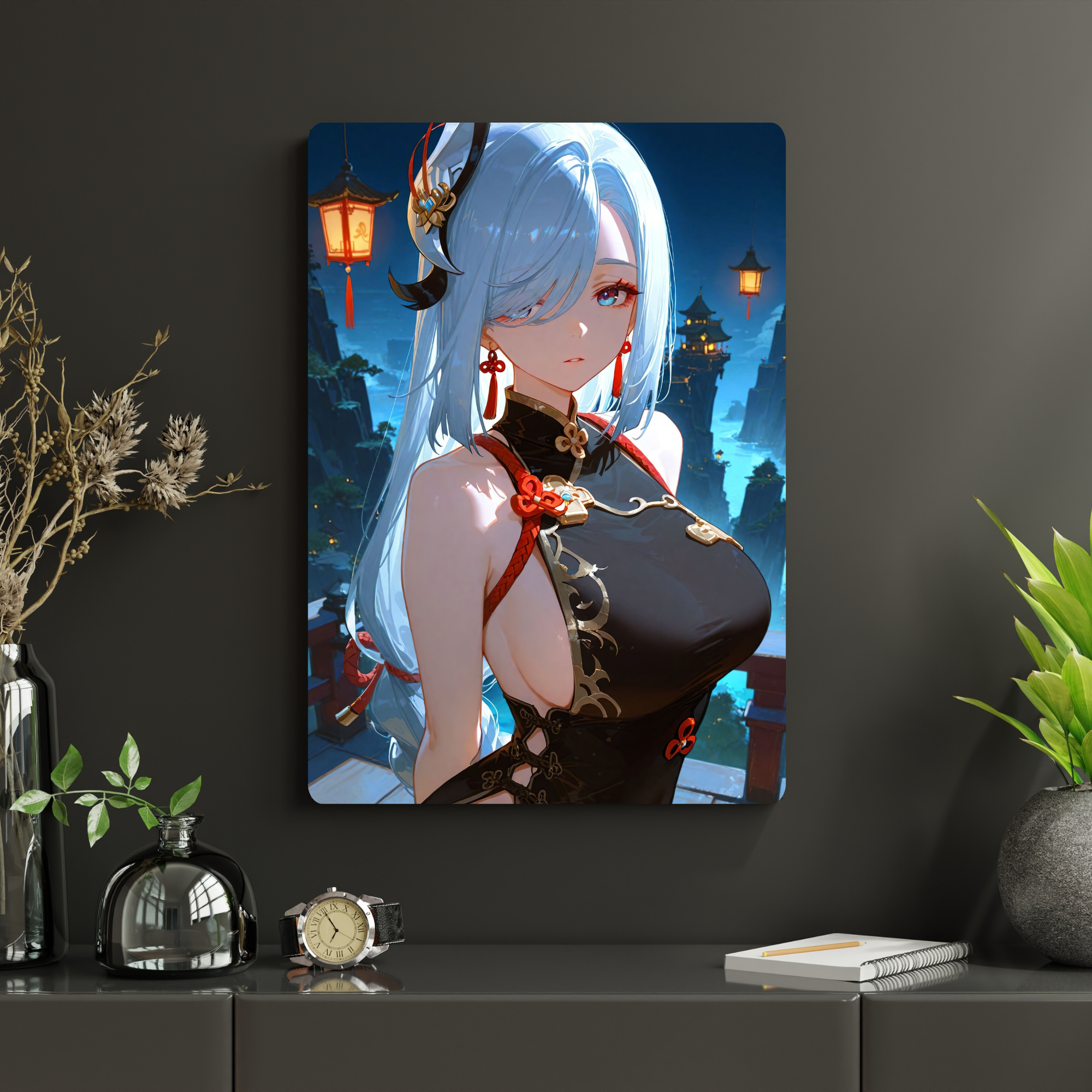 Genshin Impact - Shenhe Metal Poster | Glossy Finish with Hanging Strips & Metal Stand