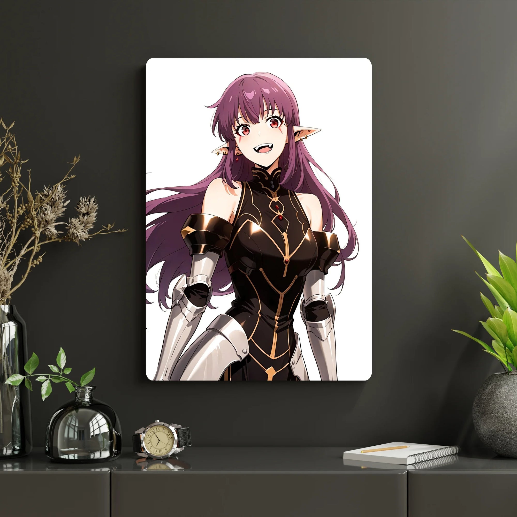 Solo Leveling – Esil Radiru Metal Poster | Glossy Finish with Hanging Strips & Metal Stand