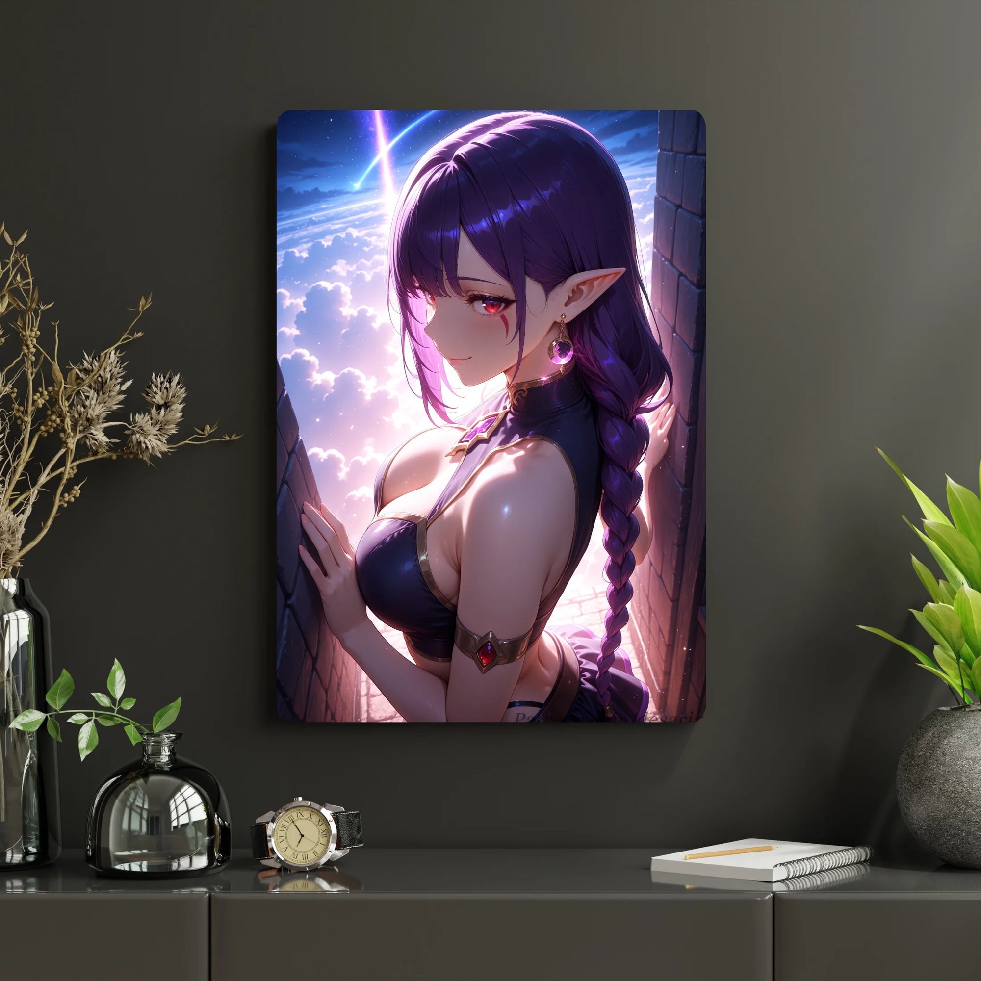 Solo Leveling – Esil Radiru Metal Poster | Glossy Finish with Hanging Strips & Metal Stand