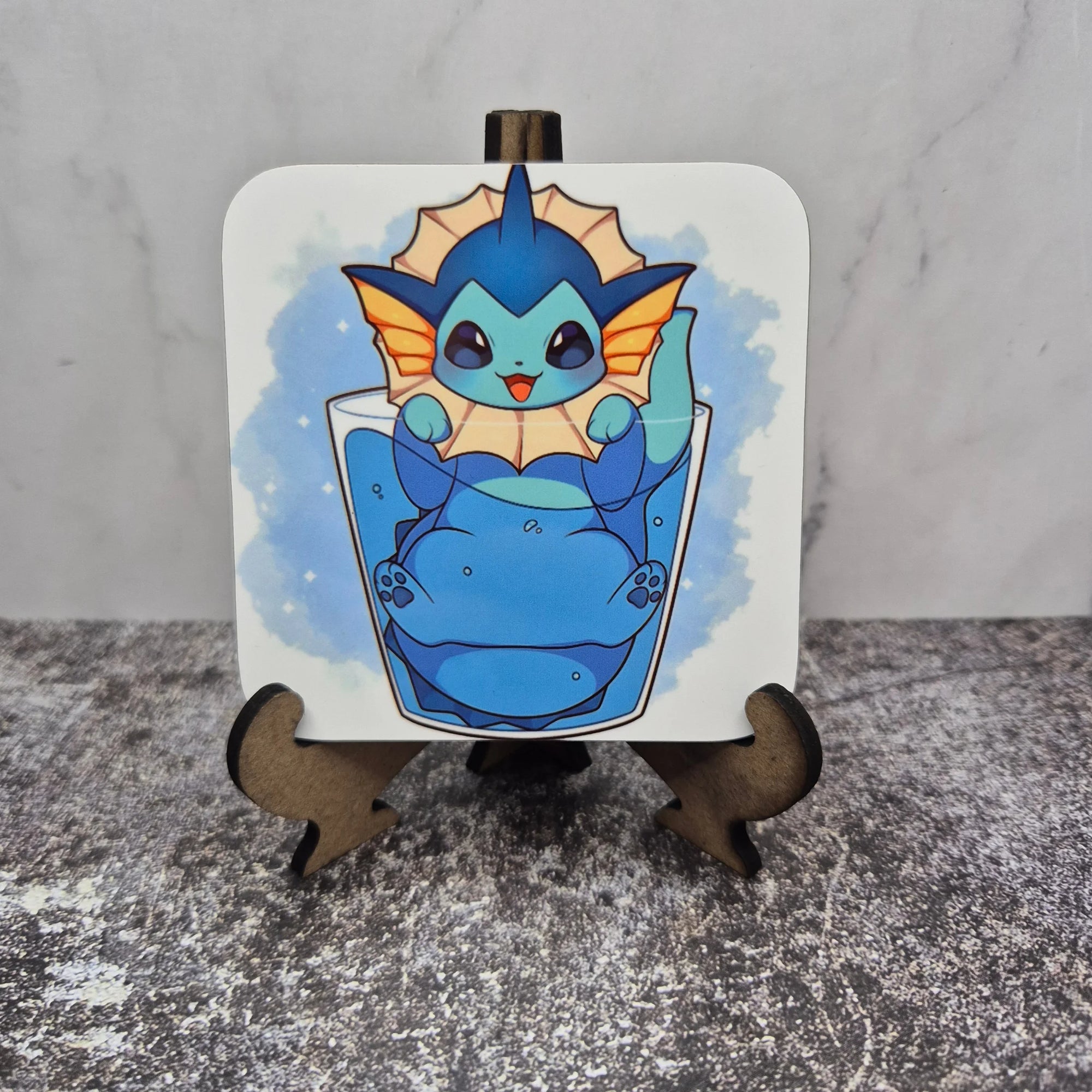 Vaporeon Coaster – Pokémon – Sublimation Glossy Water Glass Design