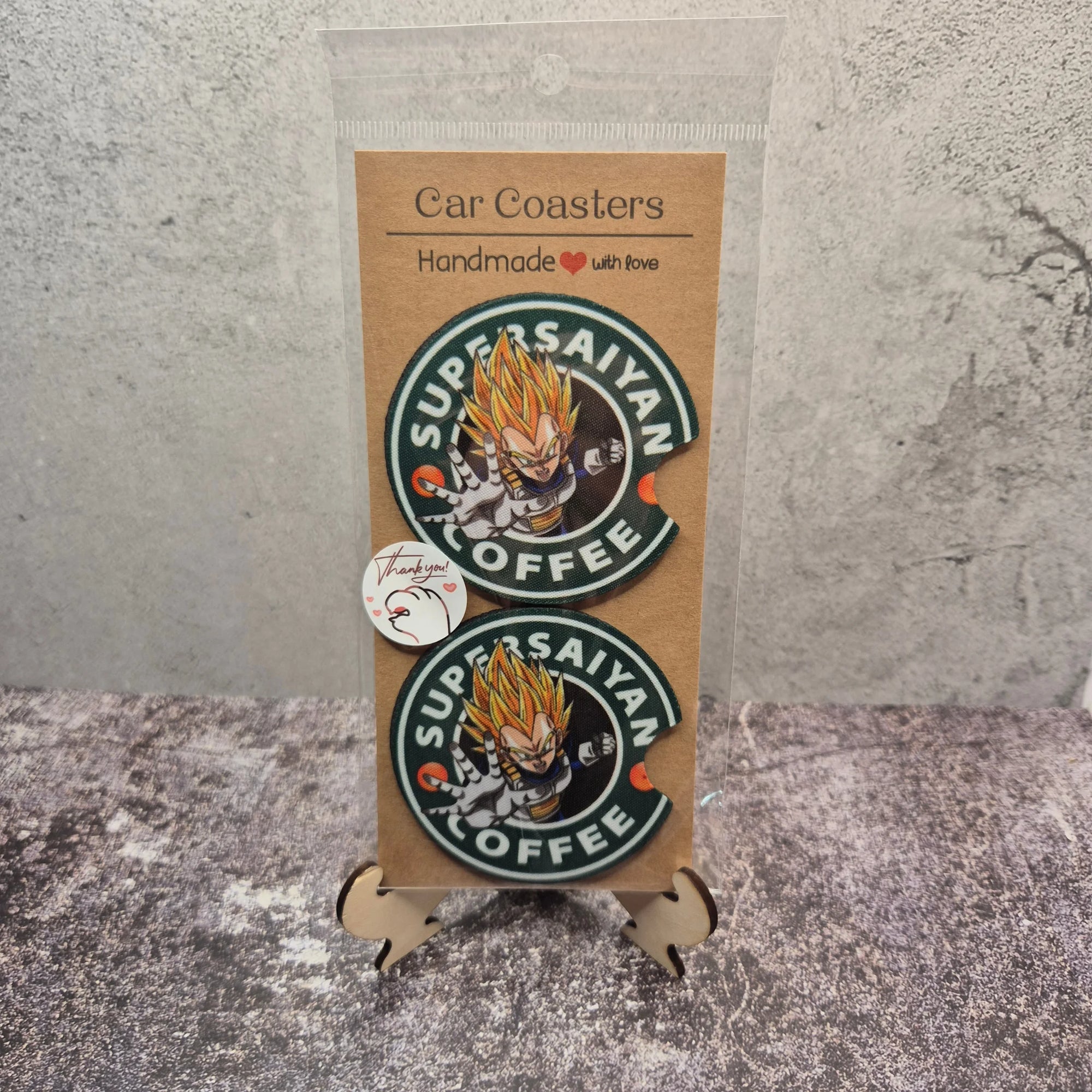 Vegeta Super Saiyan Coffee Car Coaster – Funny Dragon Ball Fan Art Cup Holder Insert