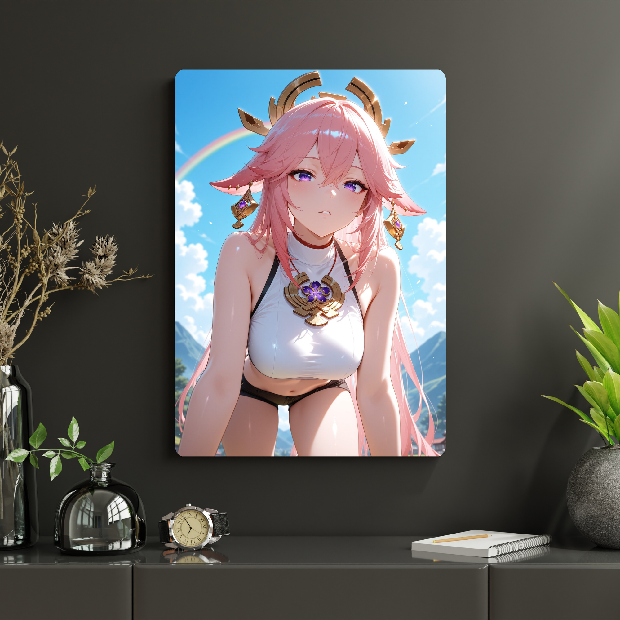 Genshin Impact - Yae Metal Poster | Glossy Finish with Hanging Strips & Metal Stand