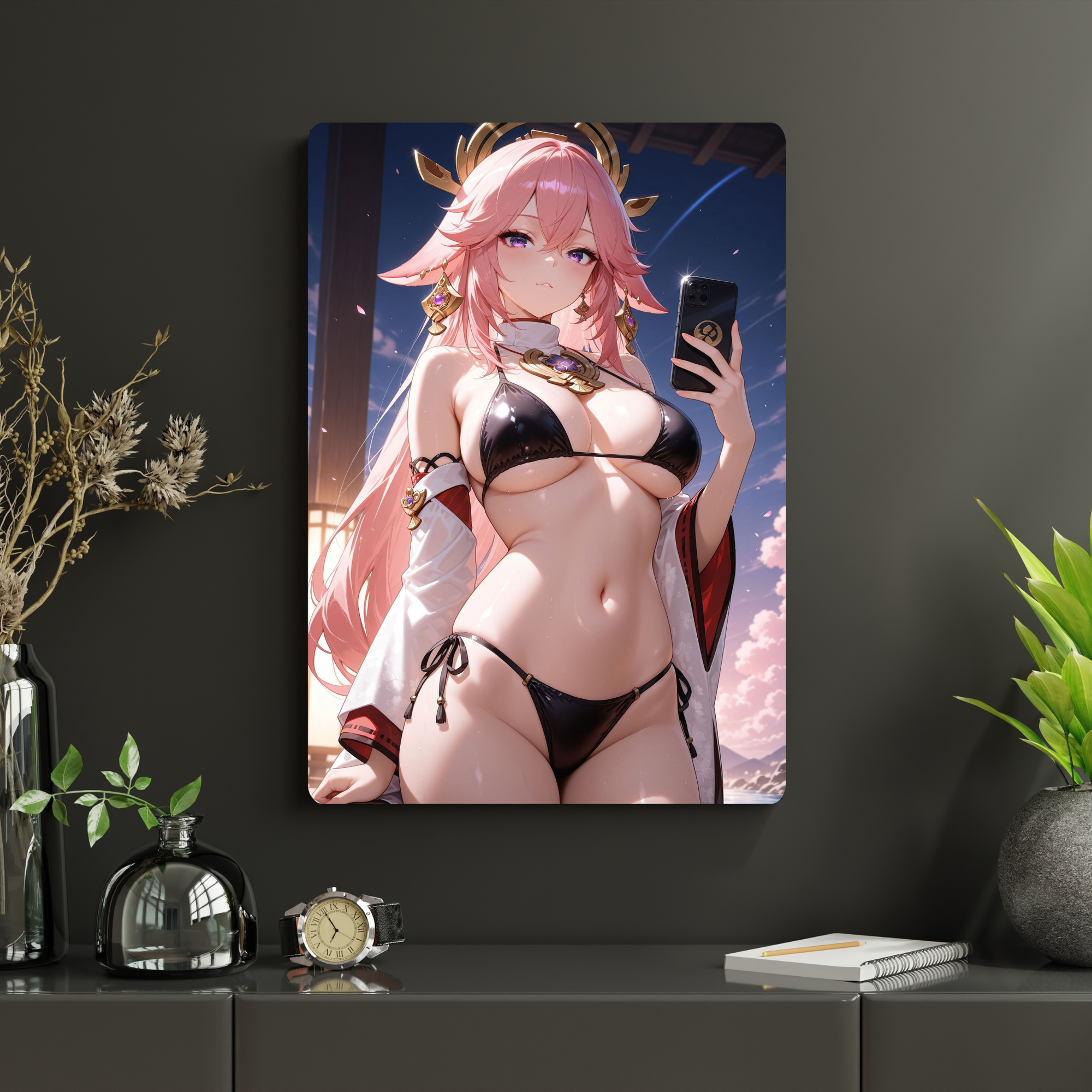 Genshin Impact - Yae Metal Poster | Glossy Finish with Hanging Strips & Metal Stand