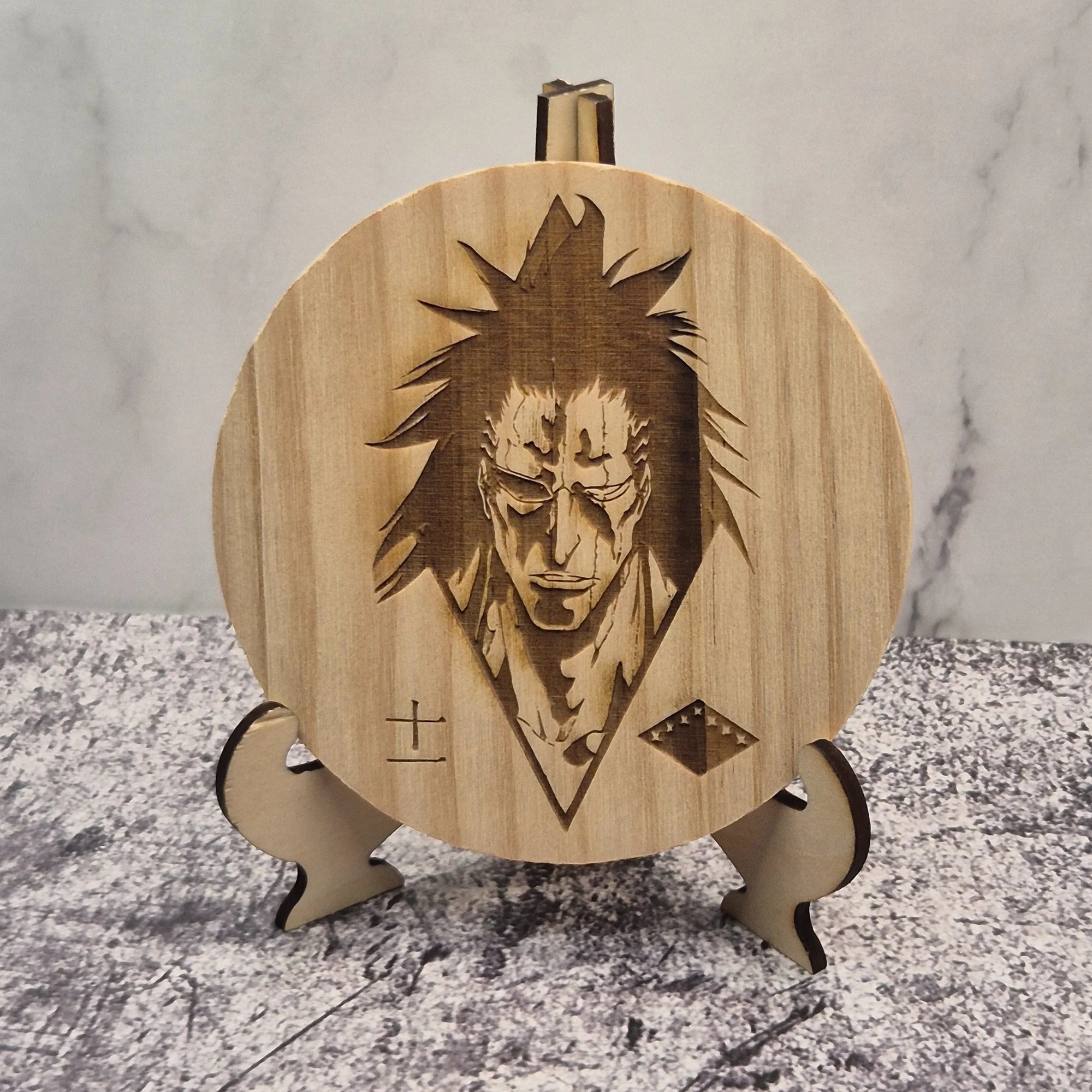 Zaraki Kenpachi Wooden Coaster – Bleach Fan Art Design